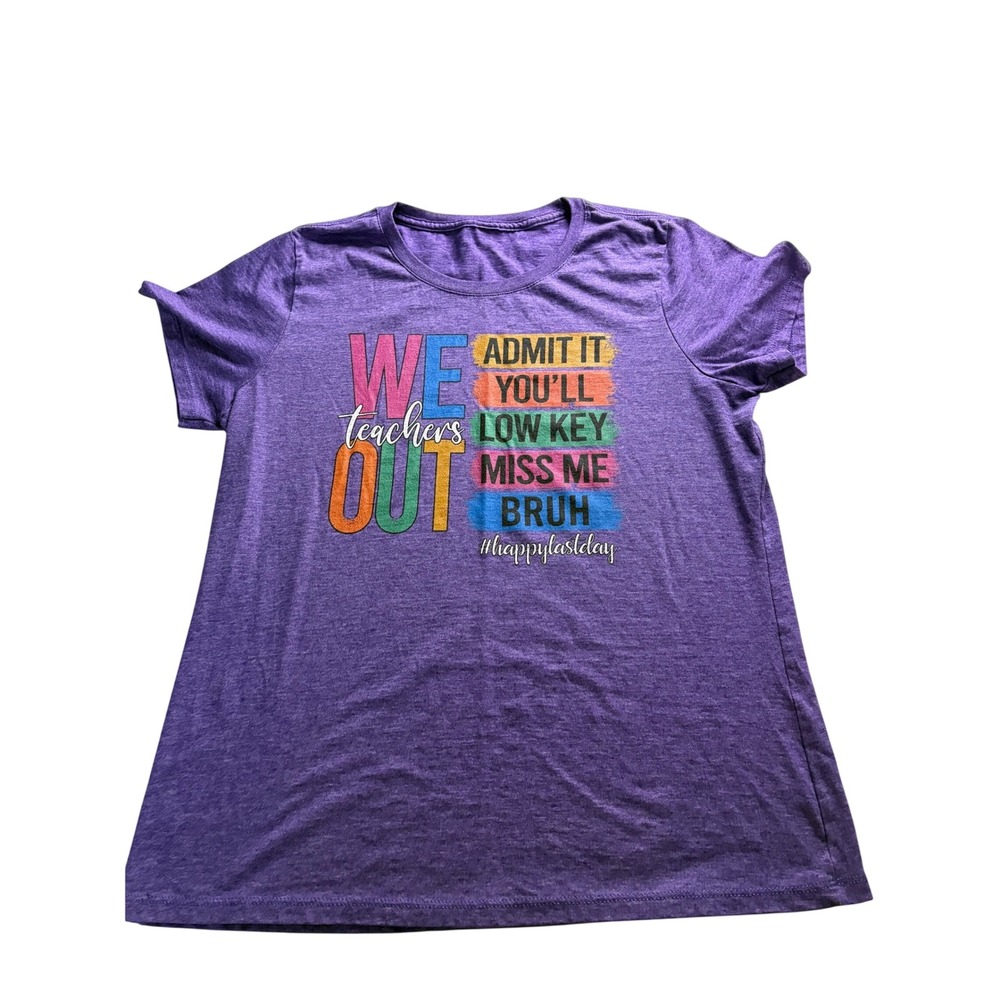 Purple We Out Teachers Last Day Of School Graphic T-Shirt Mens XL XLARGE